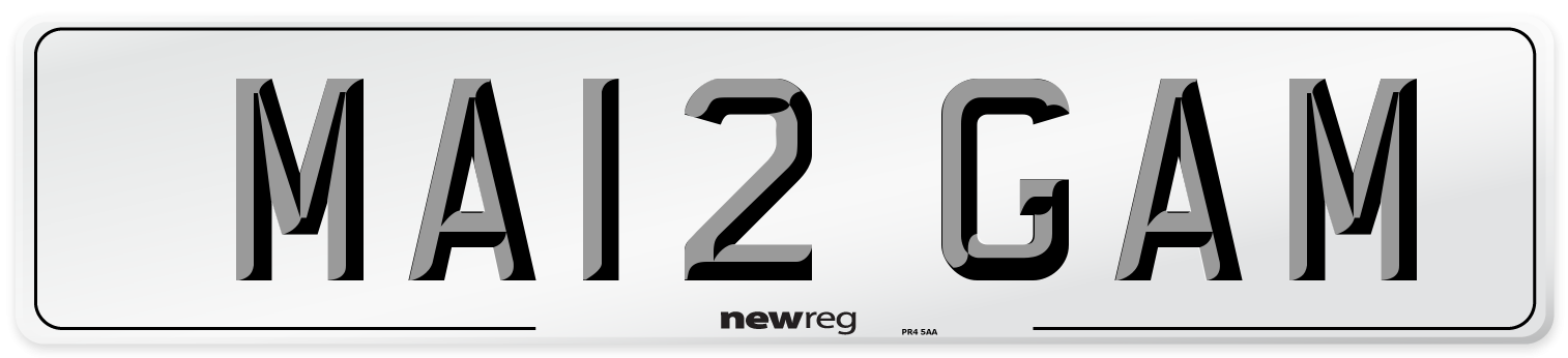 MA12 GAM Number Plate from New Reg